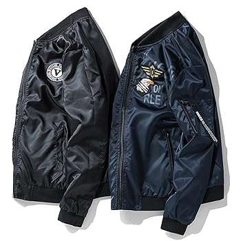LHGGEM Men's Bomber Jacket Double Sided Coat Lightweight